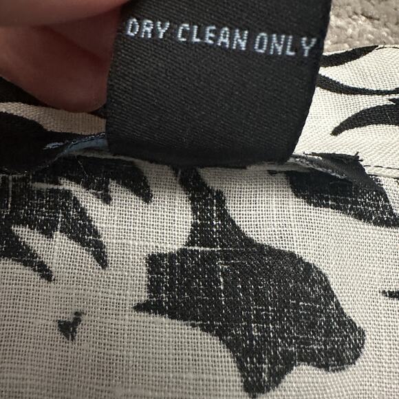 Saint Tropez West Shirt Womens 1X Black White Floral Button Linen Blouse Top - Picture 7 of 11